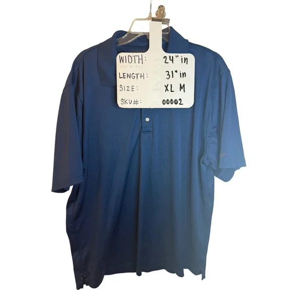 Greg Norman Mens Golf Polo Shirt XLT Navy Blue Shark Logo Short Sleeve - Picture 3 of 5